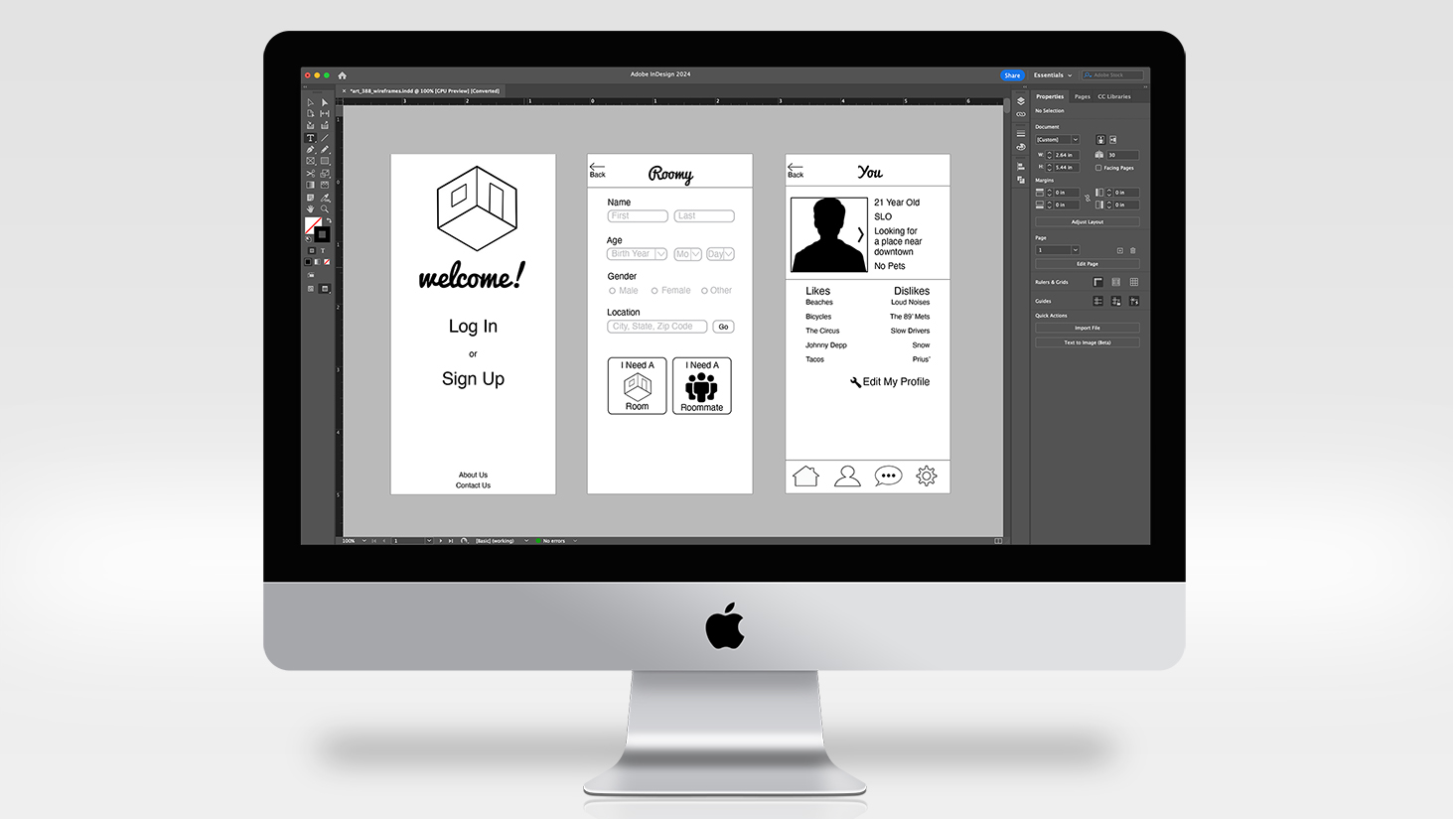 Roomy Computer Wireframes Mockup