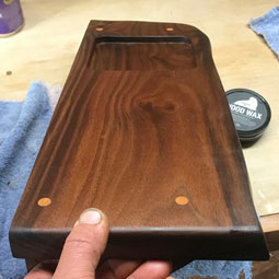 First wooden tray. Third view.